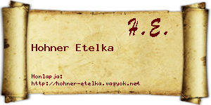 Hohner Etelka névjegykártya